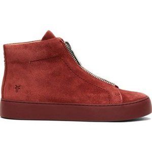 NEW Frye Red Lena Front-Zip Leather Hi Top Sneakers